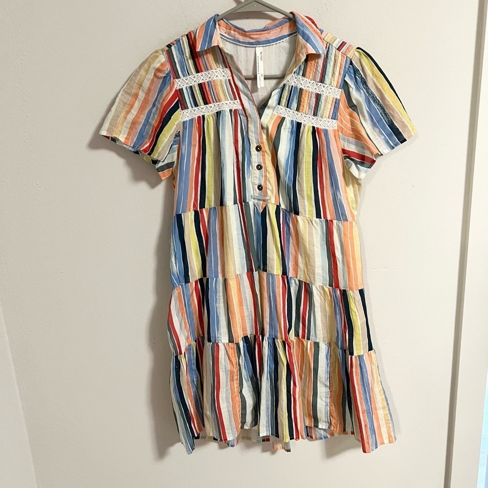 Anthropologie Georgina Tiered cotton Shirt Dress - Picture 11 of 12
